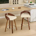 GDFStudio Aries Modern 24.8 Faux Leather Upholstered Wood Swivel Bar Stool(Set of 2)