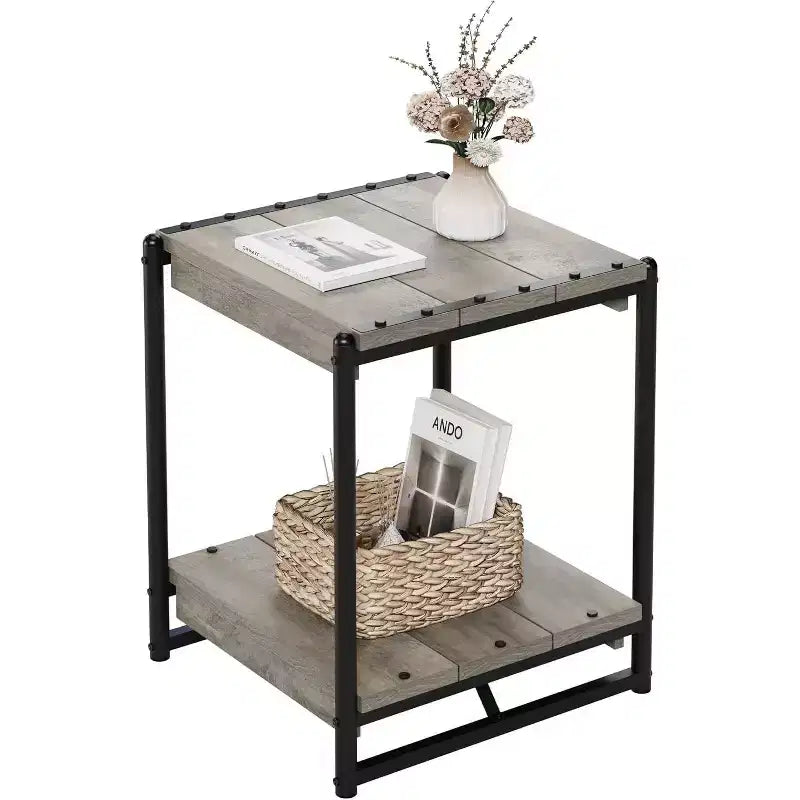 Table d'appoint pivotante à 360° avec station de charge et 3 niveaux de rangement