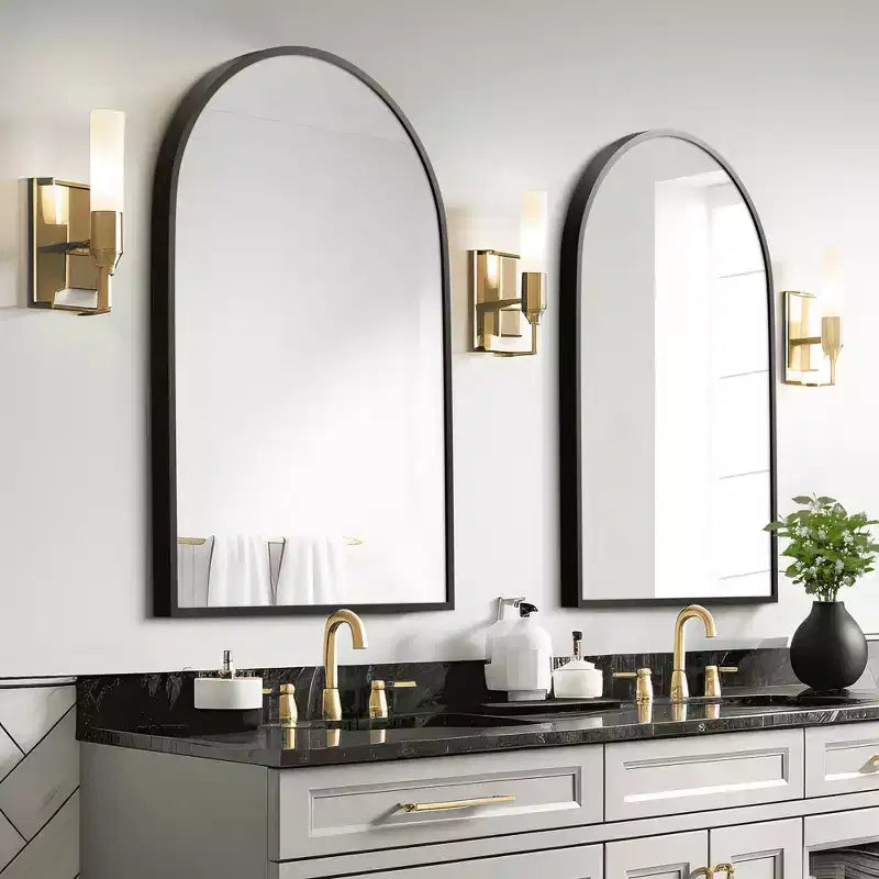 Miroir suspendu rectangulaire noir à double face en aluminium à bord fin