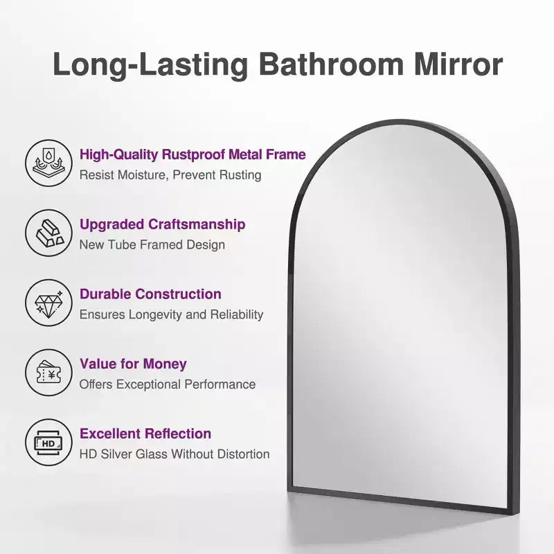 Miroir suspendu rectangulaire noir à double face en aluminium à bord fin