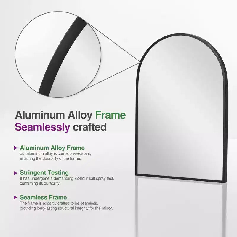 Miroir suspendu rectangulaire noir à double face en aluminium à bord fin