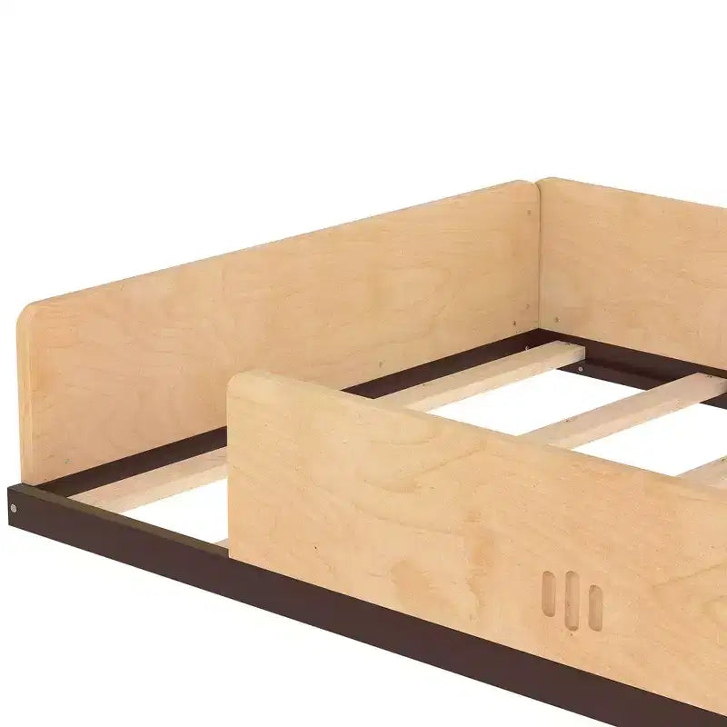 Lit de plancher moderne pour enfants avec tiroirs de rangement, fenêtre et bureau