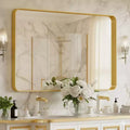 New England Stories 24 x 36 Modern Deep Frame Aluminum Bathroom Mirror - Gold
