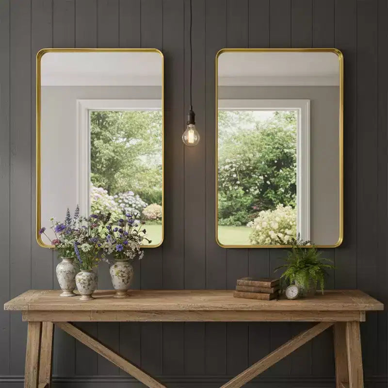 Miroir de salle de bain moderne en aluminium à cadre profond doré
