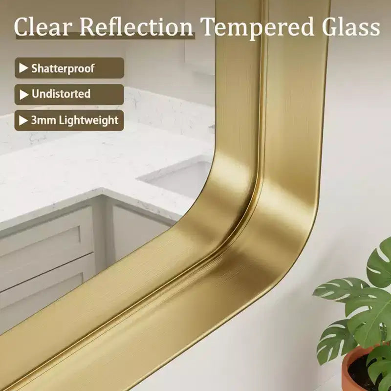Miroir de salle de bain moderne en aluminium à cadre profond doré