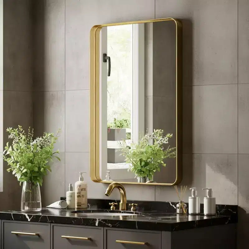 Miroir de salle de bain moderne en aluminium à cadre profond doré