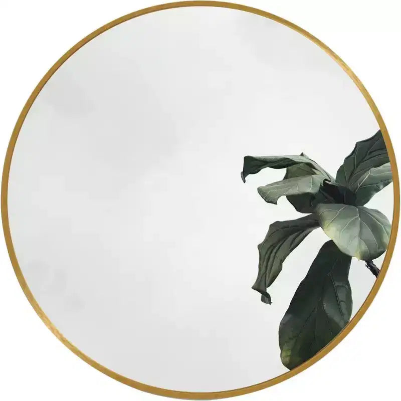 Miroir mural rond moderne en or brossé, miroir décoratif cercle en métal