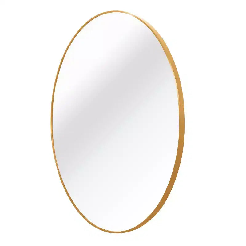 Miroir mural rond moderne en or brossé, miroir décoratif cercle en métal