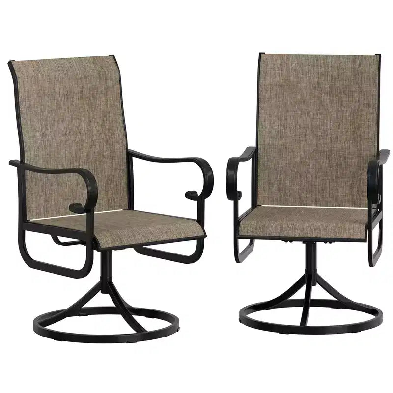 Fauteuil pivotant de terrasse extérieure, textilène respirant tout temps, cadre à bascule en métal