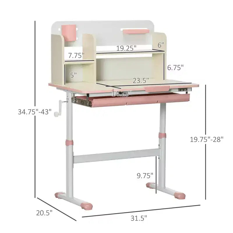 Pupitre d'étude en bois pour enfants, réglable en hauteur, avec plateau inclinable