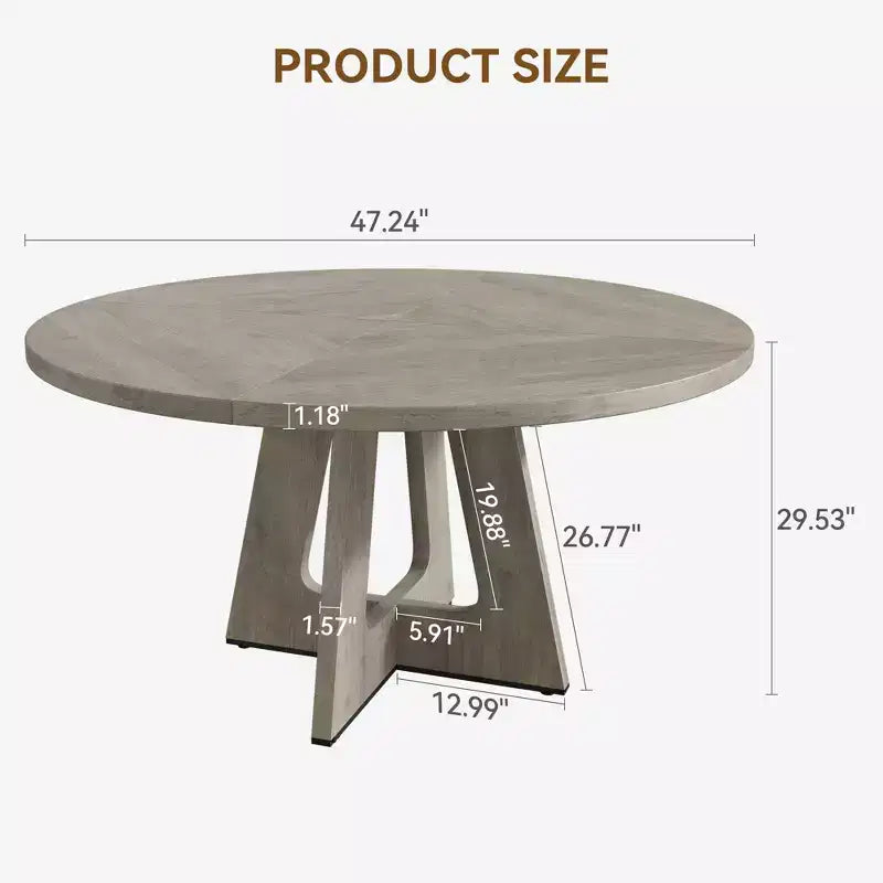 Table à manger ronde de 120 cm pour 4 à 6 personnes, table de cuisine circulaire de style ferme