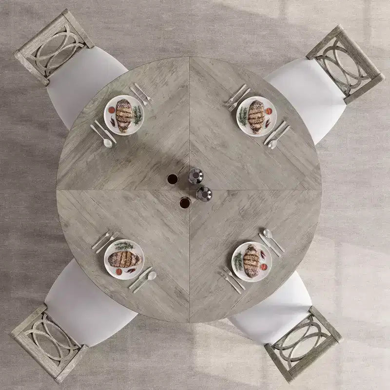 Table à manger ronde de 120 cm pour 4 à 6 personnes, table de cuisine circulaire de style ferme