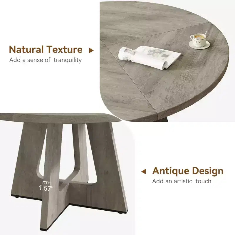 Table à manger ronde de 120 cm pour 4 à 6 personnes, table de cuisine circulaire de style ferme