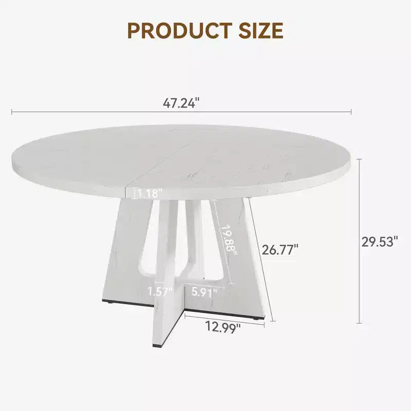 Table à manger ronde de 120 cm pour 4 à 6 personnes, table de cuisine circulaire de style ferme