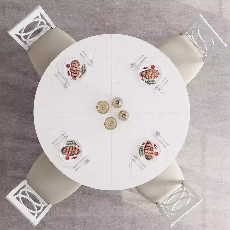 Table à manger ronde de 120 cm pour 4 à 6 personnes, table de cuisine circulaire de style ferme