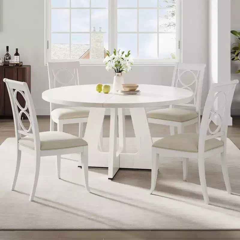 Table à manger ronde de 120 cm pour 4 à 6 personnes, table de cuisine circulaire de style ferme