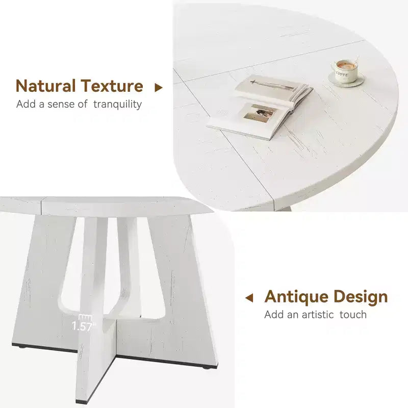 Table à manger ronde de 120 cm pour 4 à 6 personnes, table de cuisine circulaire de style ferme