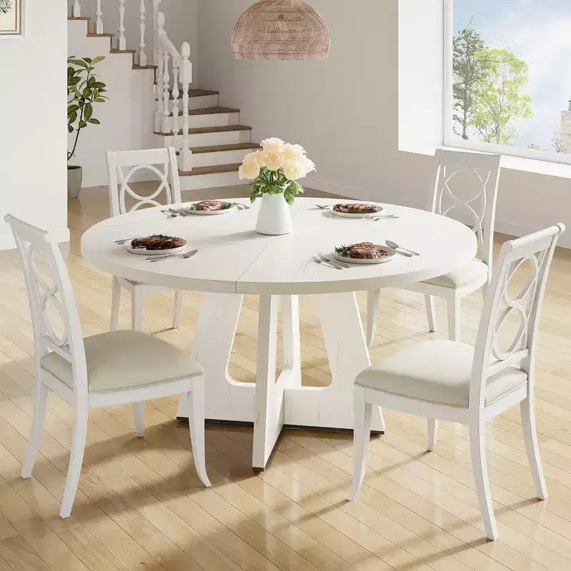 Table à manger ronde de 120 cm pour 4 à 6 personnes, table de cuisine circulaire de style ferme