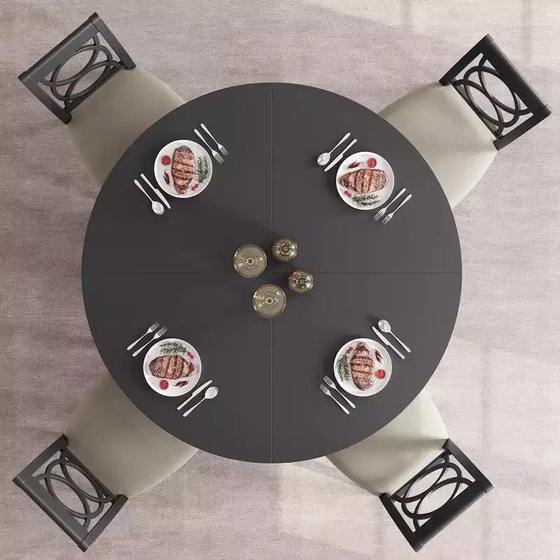 Table à manger ronde de 120 cm pour 4 à 6 personnes, table de cuisine circulaire de style ferme
