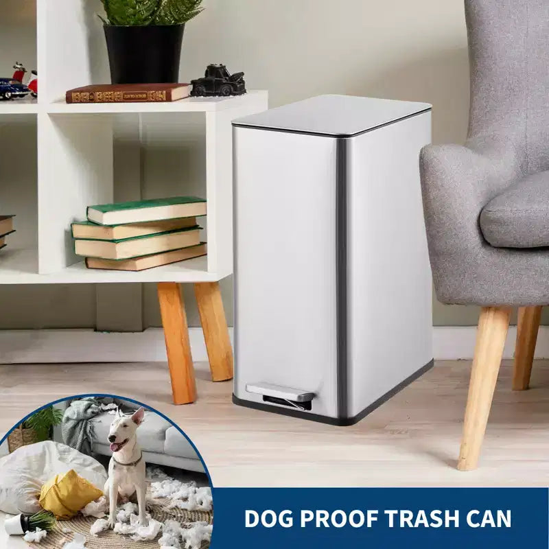 Poubelle à pédale fine à fermeture douce 15 litres (4 gallons) en acier inoxydable pour l'intérieur