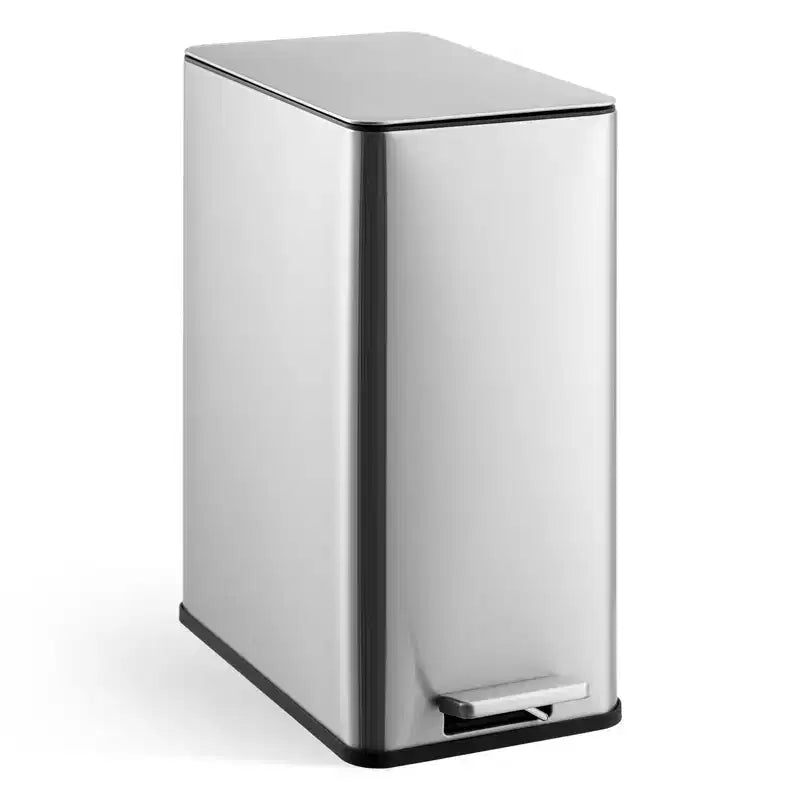 Slim Soft-Close Step Trash Can  4 Gallon (15L) Stainless Steel Indoor Garbage Bin with Removable Inner Bucket for Kitchen, Bathroom, Office