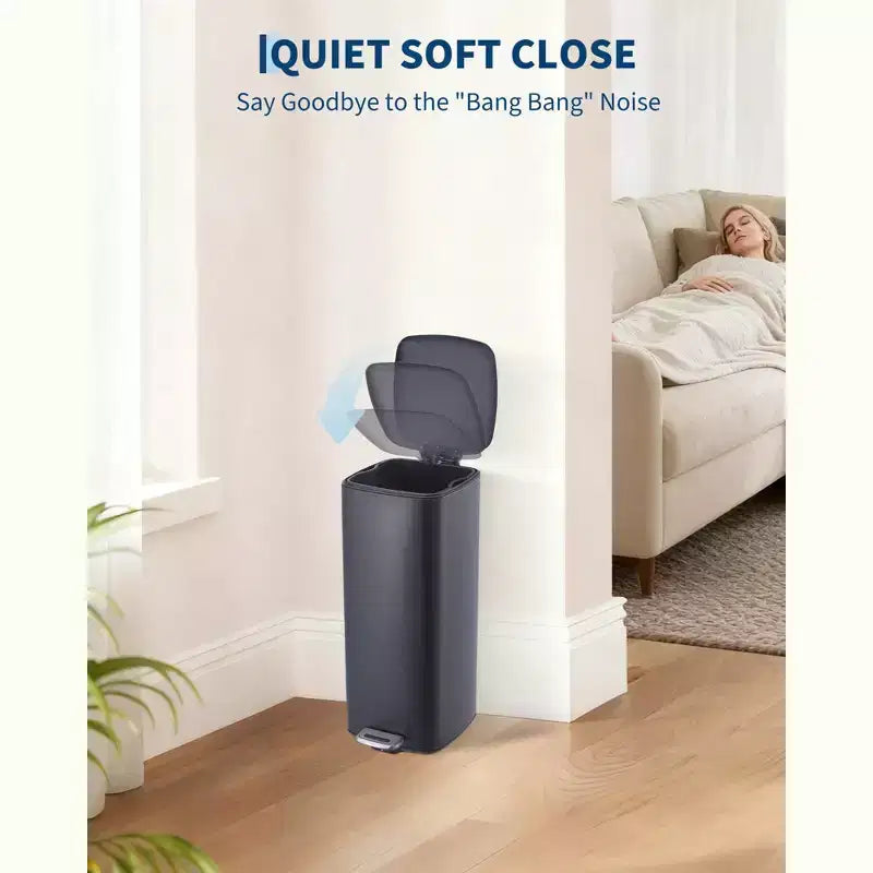 Poubelle à pédale de 30 L, en acier inoxydable avec fermeture douce