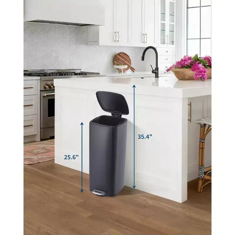 Poubelle à pédale de 30 L, en acier inoxydable avec fermeture douce