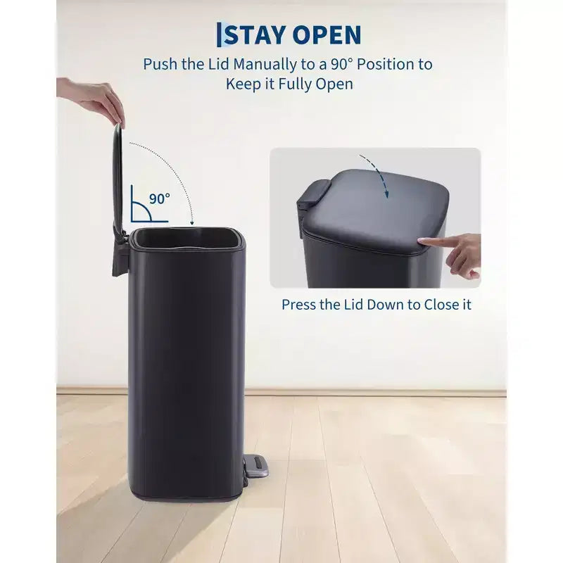 Poubelle à pédale de 30 L, en acier inoxydable avec fermeture douce