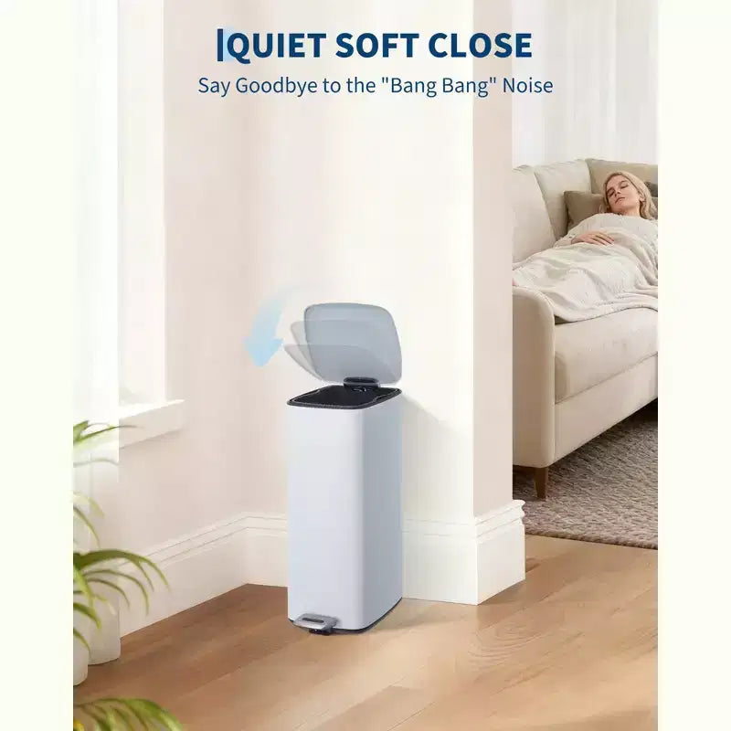 Poubelle à pédale de 30 L, en acier inoxydable avec fermeture douce