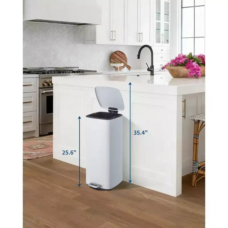 Poubelle à pédale de 30 L, en acier inoxydable avec fermeture douce