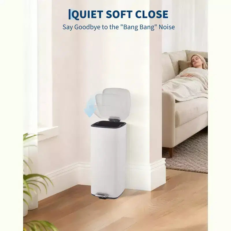 Poubelle à pédale de 30 L, en acier inoxydable avec fermeture douce