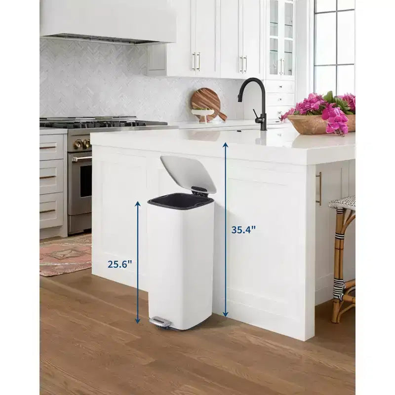 Poubelle à pédale de 30 L, en acier inoxydable avec fermeture douce