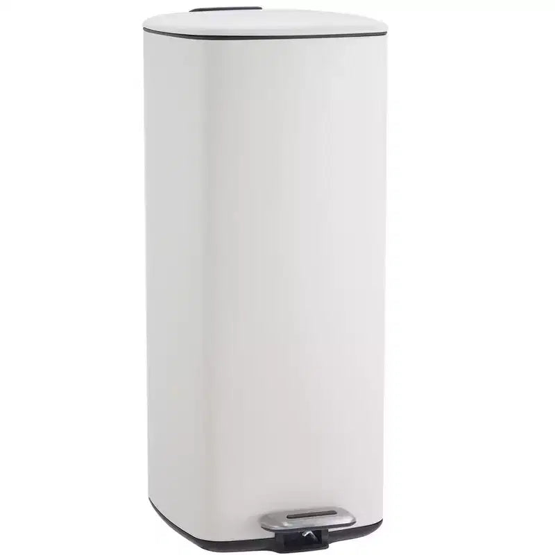 30L Step on Trash Can, Stainless Steel Pedal Garbage Bin with Soft Close Lid Stay Open Function, Hands-Free Waste Bin for Kitchen, Bathroom, Office