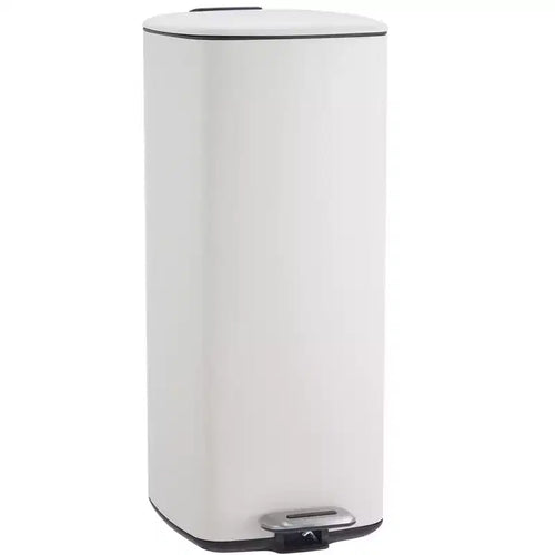 30L Step on Trash Can, Stainless Steel Pedal Garbage Bin with Soft Close Lid Stay Open Function, Hands-Free Waste Bin for Kitchen, Bathroom, Office