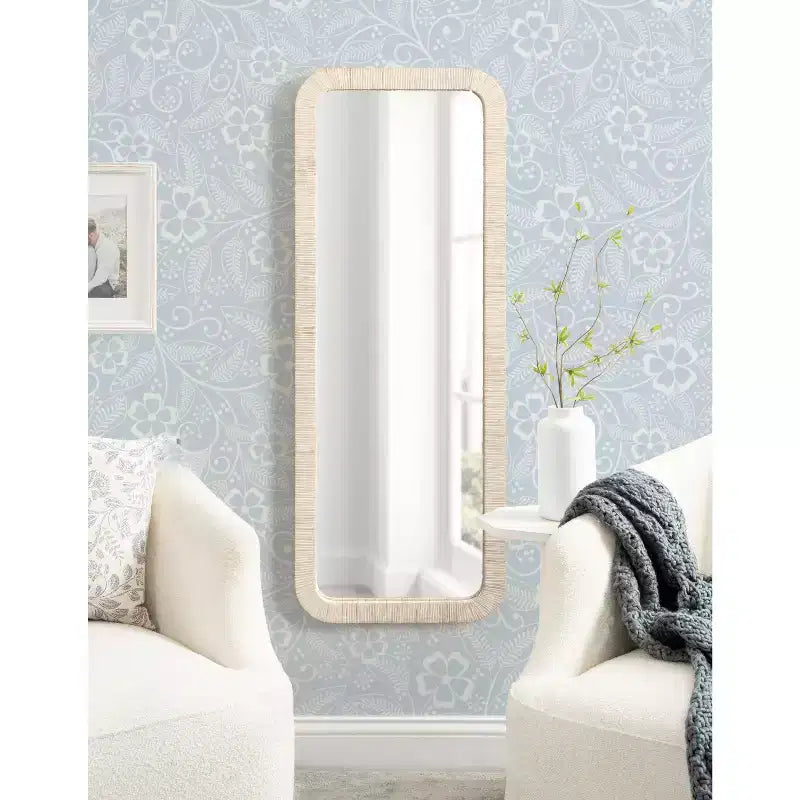 Miroir Mural Rectangulaire Encadré, Blanc, 18x48