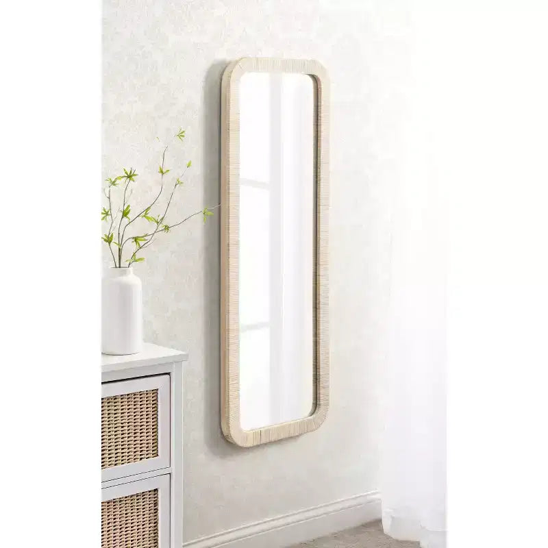 Miroir Mural Rectangulaire Encadré, Blanc, 18x48