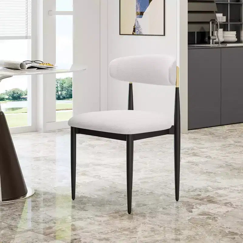 GDFStudio Oscar Modern Chenille Upholstered Dining Chair with Curved Backrest (Set of 2)