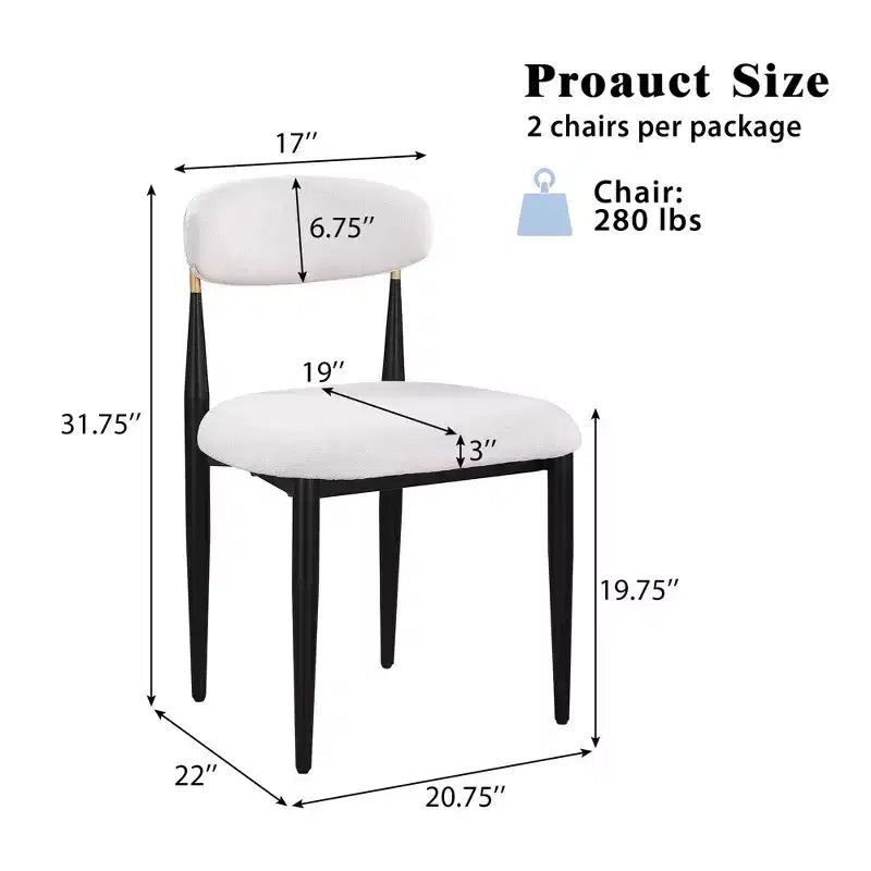 Chaise de salle à manger moderne capitonnée en chenille avec dossier incurvé