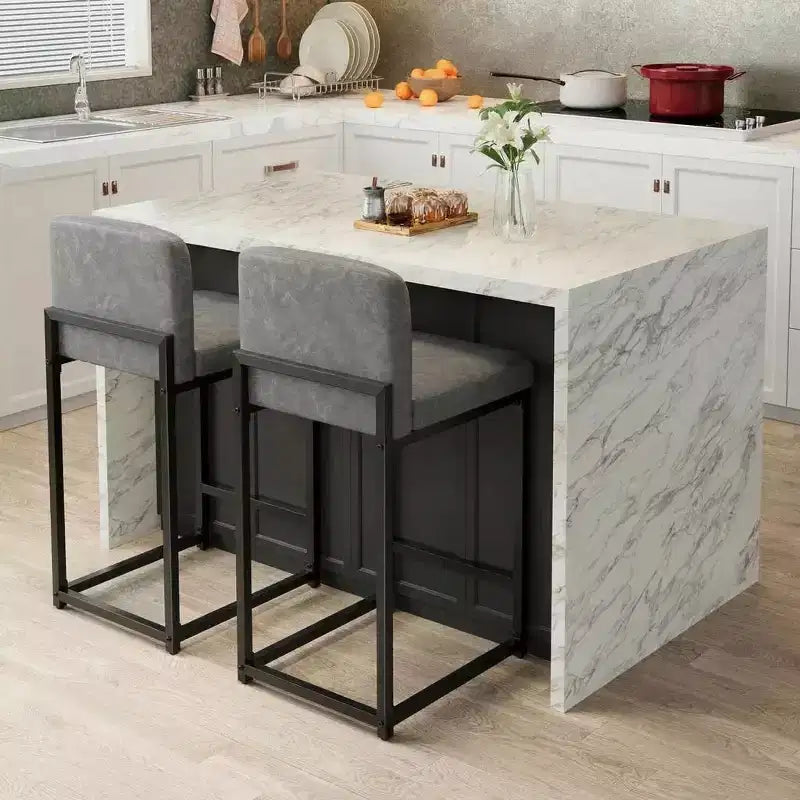 Tabourets de bar modernes en similicuir, hauteur comptoir avec dossier ergonomique et repose-pieds stable