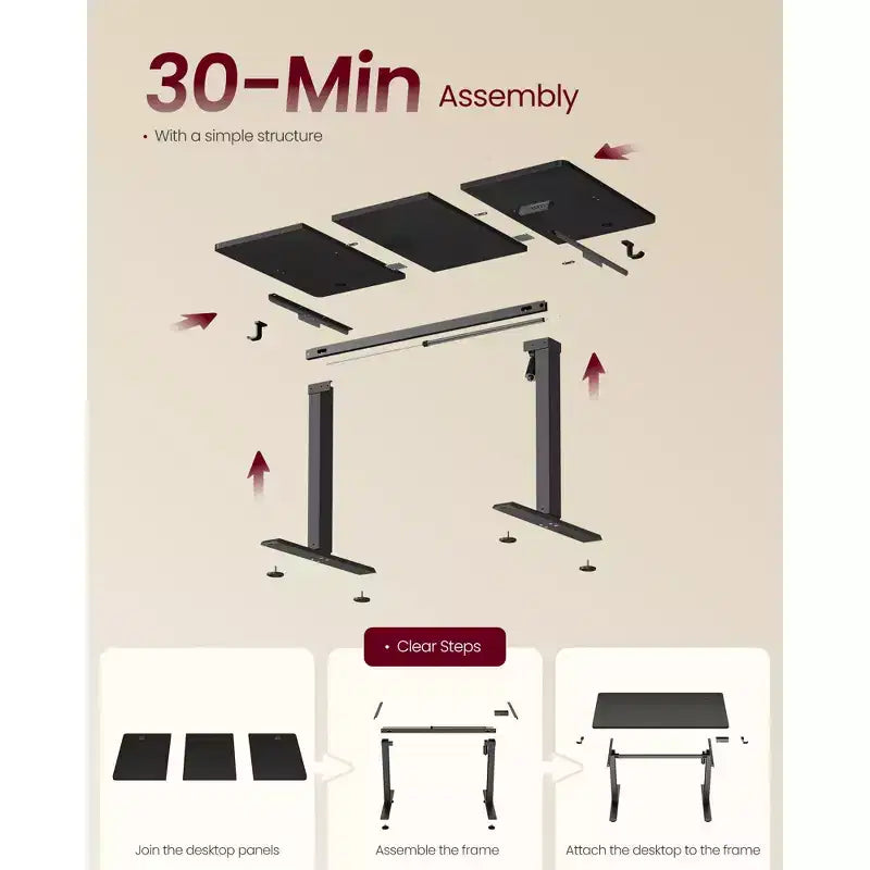Bureau électrique assis-debout, Hauteur réglable, Rappel de sédentarité