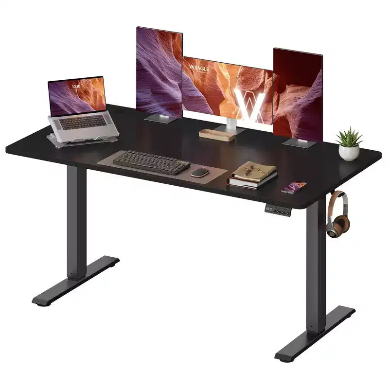 VASAGLE Electric Standing Desk, Height Adjustable Desk, Sedentary Reminder, 4 Memory Heights, for Home Office, 55.1 x 27.6 Inches