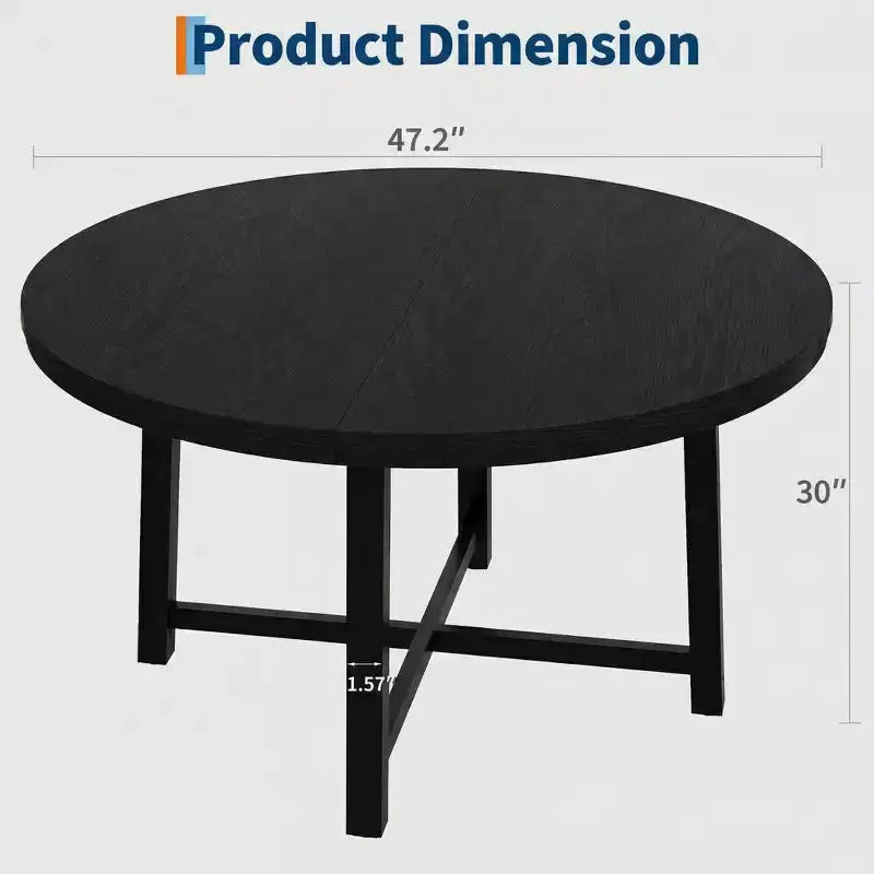 Table à manger ronde industrielle peu encombrante en bois marron rustique et cadre en métal