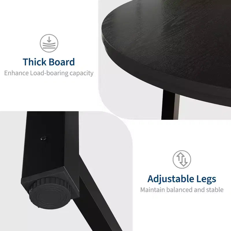 Table à manger ronde industrielle peu encombrante en bois marron rustique et cadre en métal