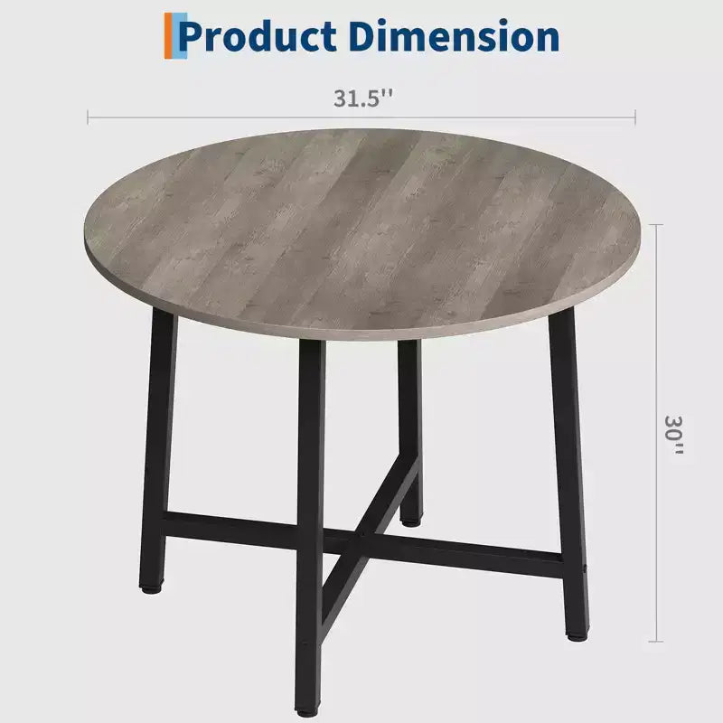 Table à manger ronde industrielle peu encombrante en bois marron rustique et cadre en métal