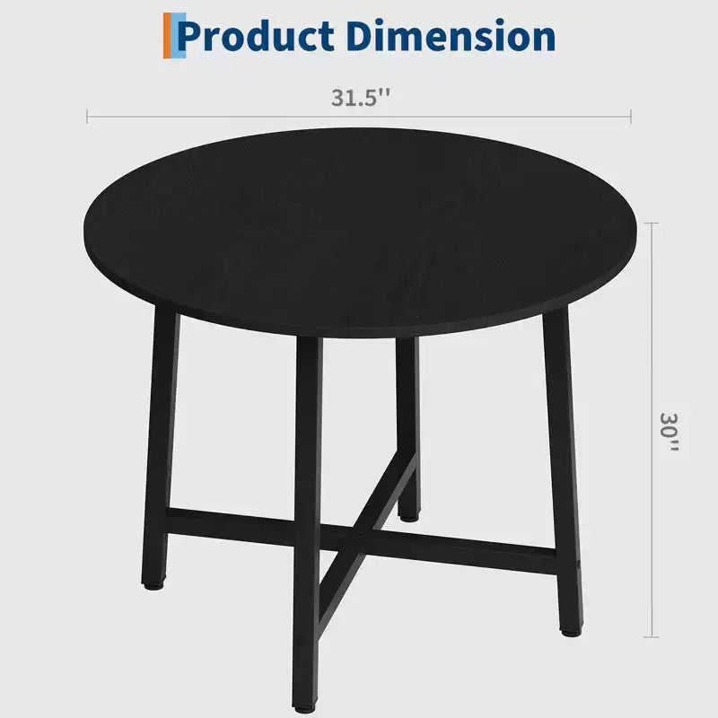 Table à manger ronde industrielle peu encombrante en bois marron rustique et cadre en métal