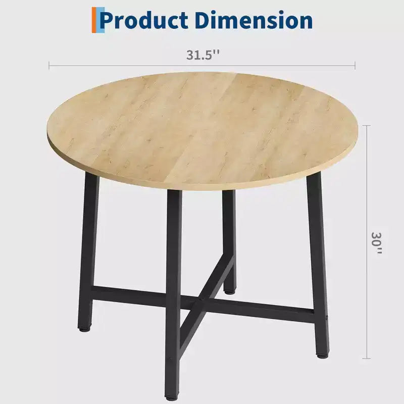 Table à manger ronde industrielle peu encombrante en bois marron rustique et cadre en métal