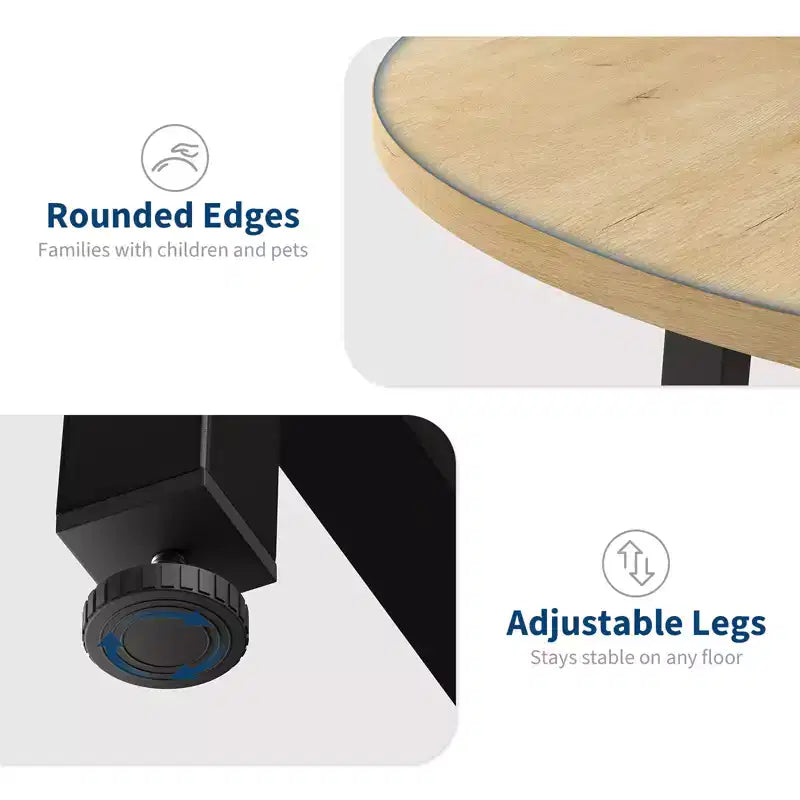 Table à manger ronde industrielle peu encombrante en bois marron rustique et cadre en métal