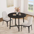 47 Inch Space-Saving Industrial Round Dining Table for 4-6, Rustic Brown Wood and Metal Frame Kitchen Table, Farmhouse Design for Small Dining Rooms