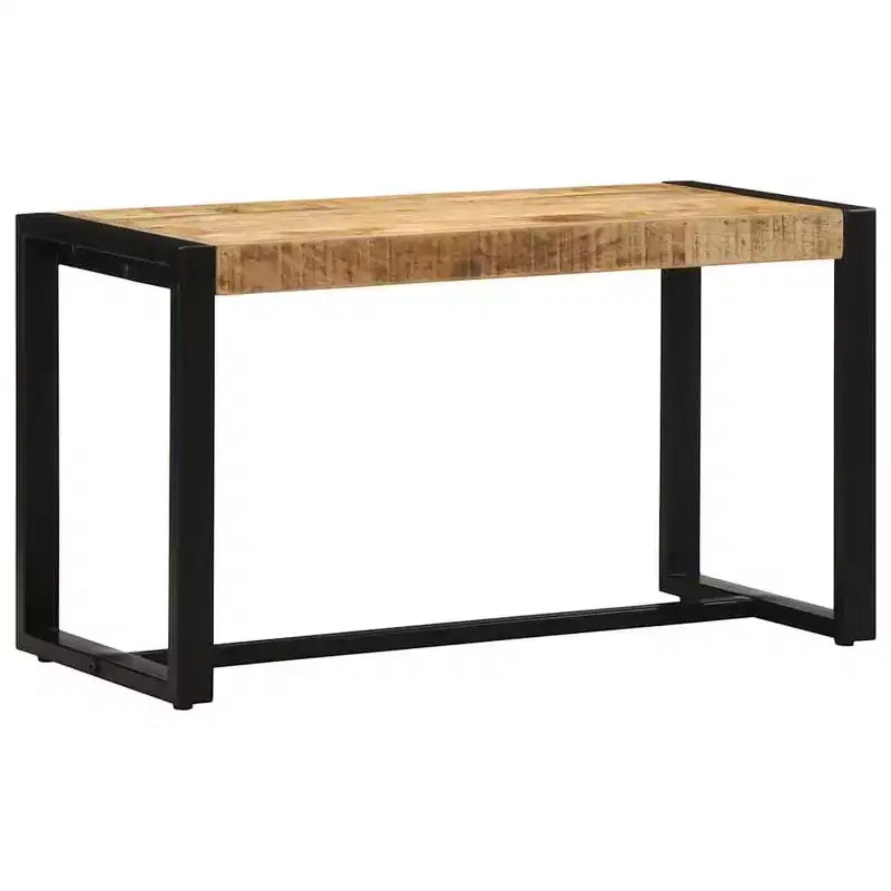 Banc en bois naturel massif brut de manguier, fer