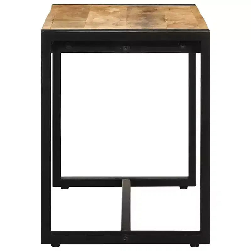 Banc en bois naturel massif brut de manguier, fer